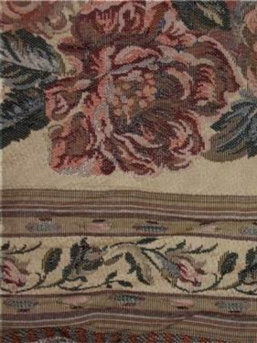Pink Floral & Taupe Stripe Poly Brocade Fabric  56" wide x 2 1/4 yds